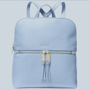 NWT Michael Michael Kors - Rhea Zip Pale Blue/Gold Zipper MD Slim Backpack